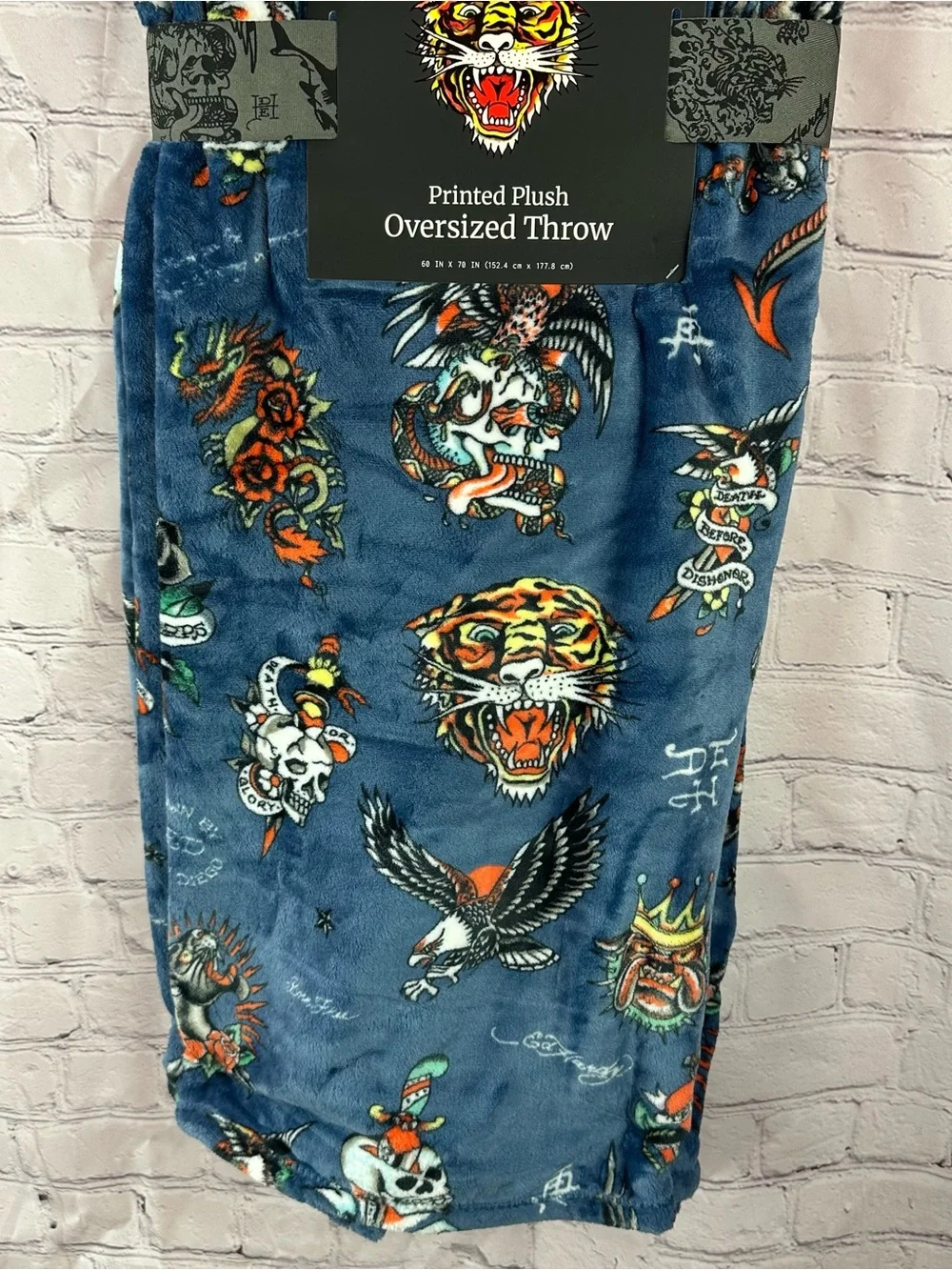 NWT ed hardy Printed Plush Oversized Throw retro rock glam whimsigoth streetwear